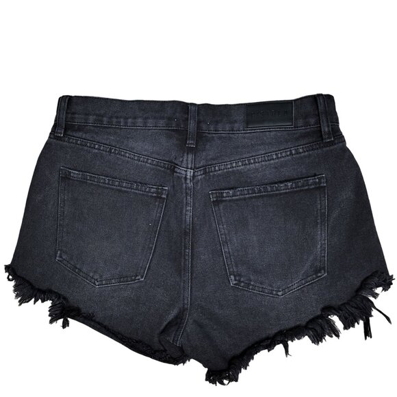 Pistola Black Denim Distressed High-Waist raw hem Shorts Size 27 - Picture 2 of 7